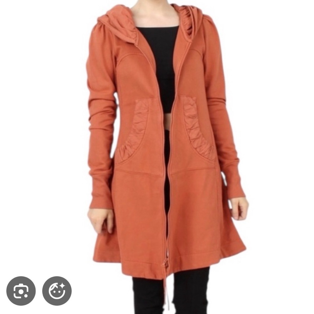 Prairie Underground Terracotta Colored Hooded Cardigan Cloak/Coat/Jacket